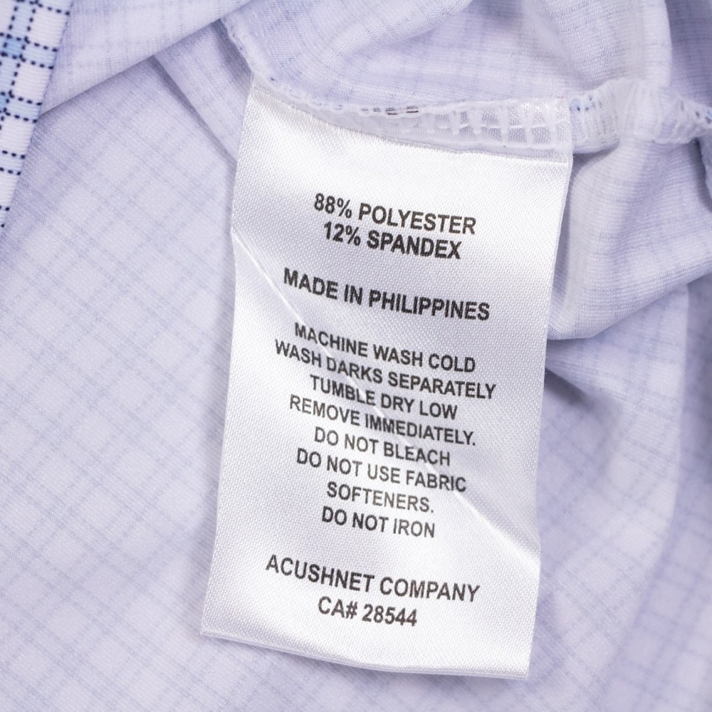 FootJoy Golf Polo Shirt Mens XL‎ Blue White Check Plaid Short Sleeve Stretch - Picture 6 of 9